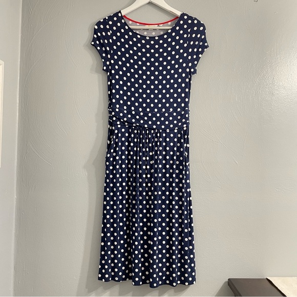 Boden Amelie Polka Dot Jersey Midi Dress cap sleeves Size 4 - Picture 5 of 11